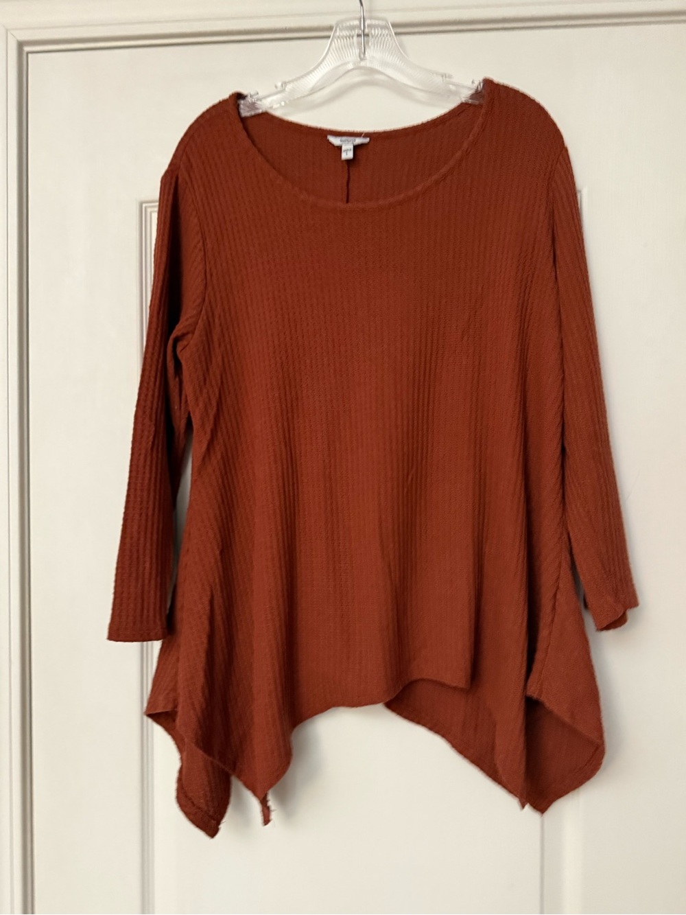 Sonoma Rust Waffle Knit Asymmetric Hem Tunic